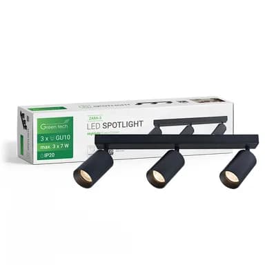 LED spot svjetiljka Green Tech, GU10 X 3 kom, crna boja