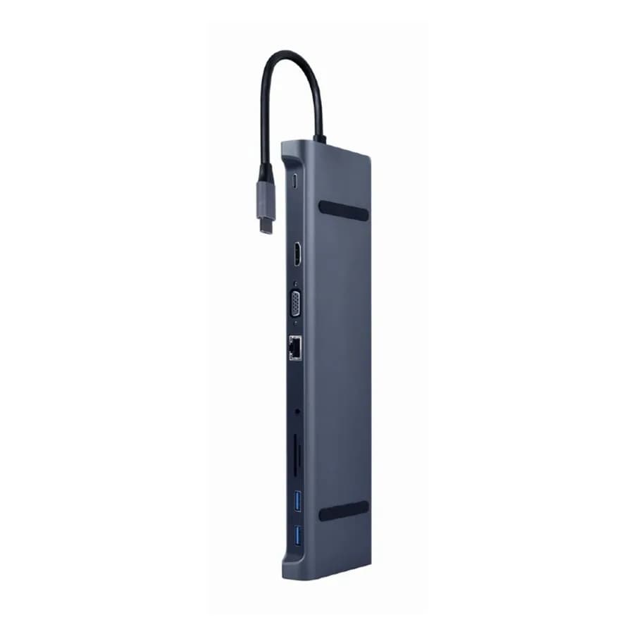 Docking station GEMBIRD USB adapter Type-C 10-in-1 multi-port adapter (USB hub+HDMI+VGA+PD+card reader+LAN+3.5mm), A-CM-COMBO10-01