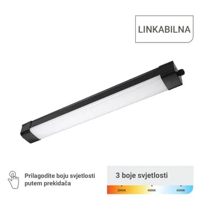 LED vodotijesna svjetiljka Green Tech, linkabilna, 3CCT, 30W, IP65, crna