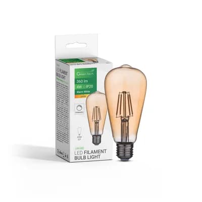 LED filament žarulja Green Tech 4W, 2300K, E27, AC220V, ST64, amber, dimabilna