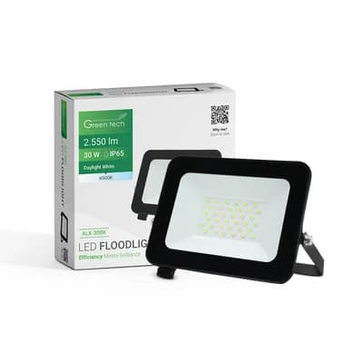 LED reflektor Green Tech 2550 lm, 30W, 6500K, IP65, crni