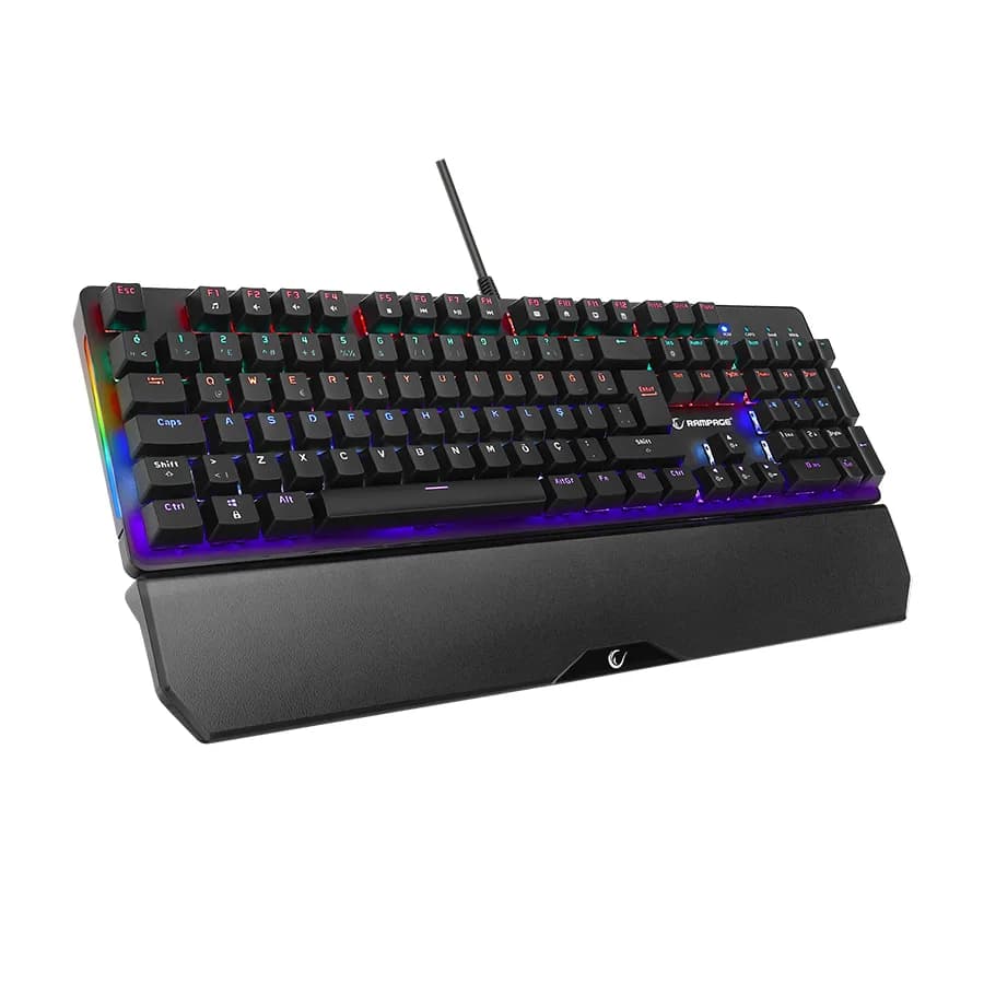 Tastatura gaming RAMPAGE KB-R86 UMBRA Black USB Rainbow Backlit Blue Switch US Layout Mechanical, 40384