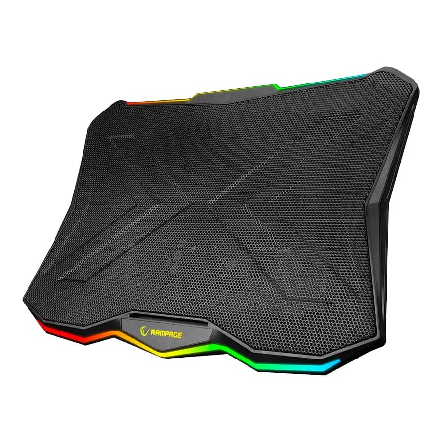 Postolje za notebook gaming Rampage AD-RC8 SHOWY Black 180mm Fan 15-17" RGB Light Notebook Cooling Stand, 33450