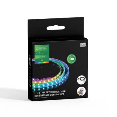 LED traka Green Tech 1m, USB + daljinski, 7,2 W/m, 5050, 30 LED/m, RGB, IP20