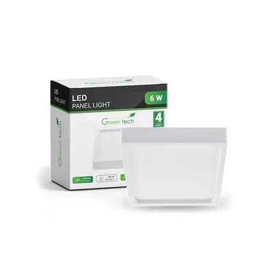 LED panel Green Tech 6W, 3000K, nadgradni, kvadratni
