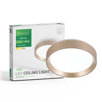 LED plafonjera Green Tech, 12W, 4000K, IP20, zlatna, promjer 25,8