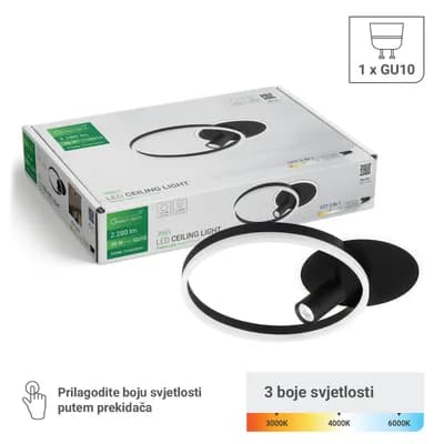 Stropna dekorativna svjetiljka Green Tech 38W, 3CCT + 1 x SPOT GU10