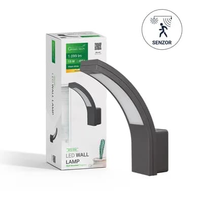 LED zidna svjetiljka bez senzora Green Tech 15W, 3000K, crna boja