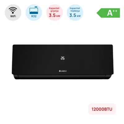 Klima Chigo 12000BTU, 3.5kW, A++, R32, -25°C ~ 50°C, s grijačem, WiFi, crna