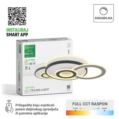 Smart stropna dekorativna svjetiljka Green Tech 92W, 3CCT, dim, APP + daljinski