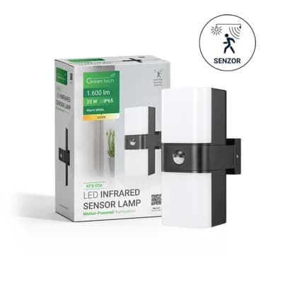 LED zidna svjetiljka sa senzorom Green Tech 20W, 3000K, crna boja