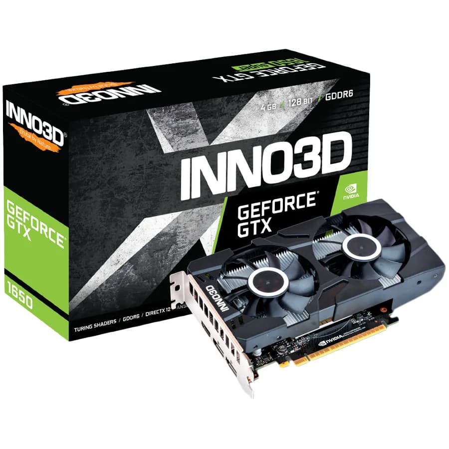 INNO3D NVIDIA Video Card GTX 1650 Twin X2 GDDR6 128bit, 1620 MHz / 12Gbps, 1x DP, 1x HDMI, 1x DVI-D, 2 fan, 2 slot