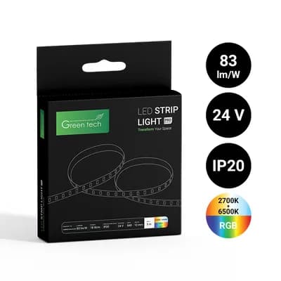LED traka Green Tech COBCTA 840 LED, 12 mm, 18 W/m, RGB+2700K+6500K, DC 24V, IP2