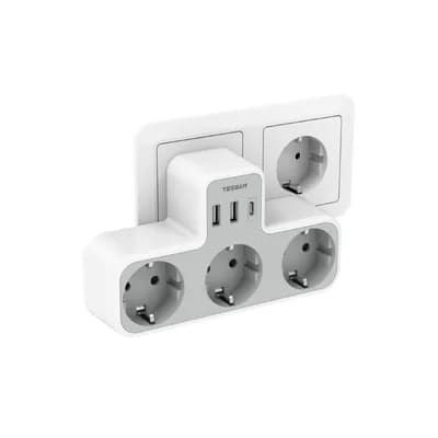 Zidna utičnica Tessan TS-323-C, 3x AC, 2x USB-A, 1x USB-C, 15W