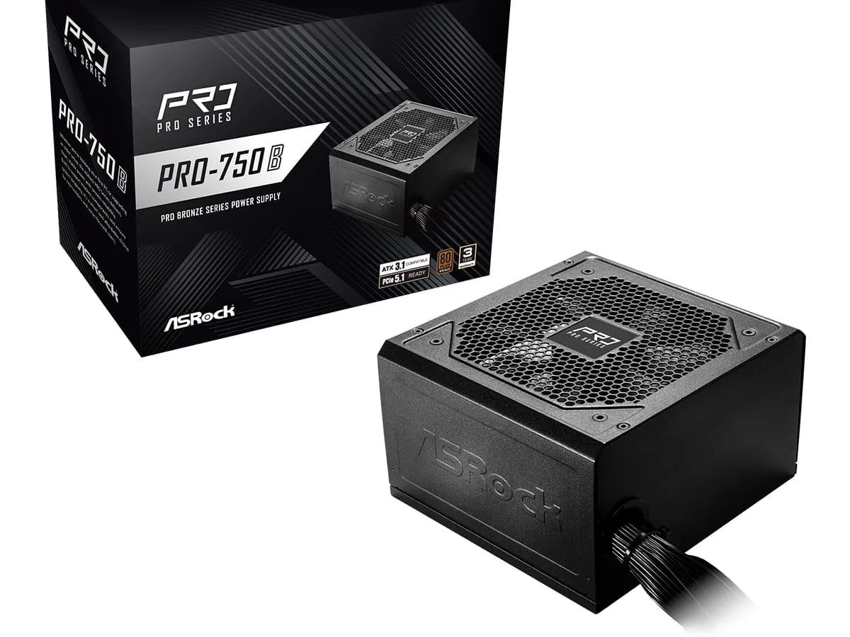 Asrock PSU 750W Bronze, Pro80PLUS, 120mm fan, ATX 3.1PCIe 5.1
