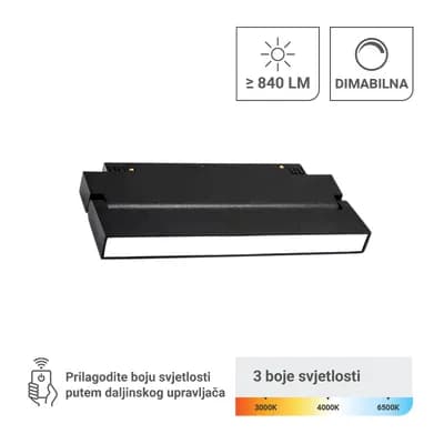 LED magnetna svjetiljka Green Tech 12W, 3CCT, IP20, OSRAM LED, crna boja