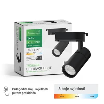 LED šinska svjetiljka Green Tech 10W, 3 CCT, crna boja