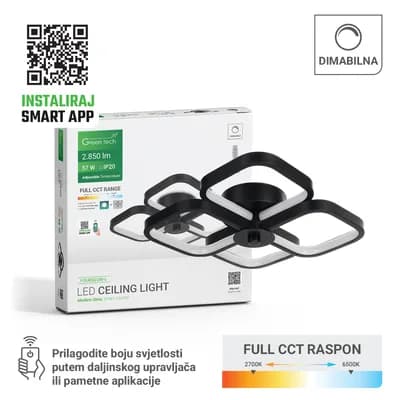 Smart stropna dekorativna svjetiljka Green Tech 57W, 3CCT, dim, APP + daljinski