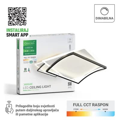 Smart stropna dekorativna svjetiljka Green Tech 76W, 3CCT, dim, APP + daljinski