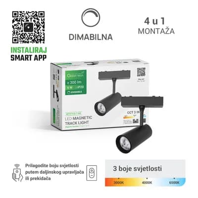 LED magnetna svjetiljka Green Tech "MYSTYLE" 6W, 3CCT, Dim./ Smart Lamp APP