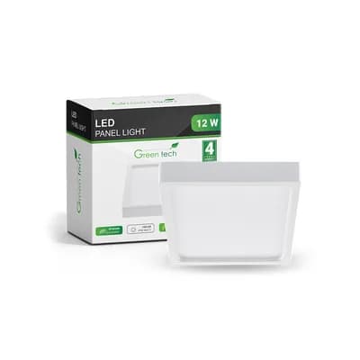 LED panel Green Tech 12W, 3000K, nadgradni, kvadratni