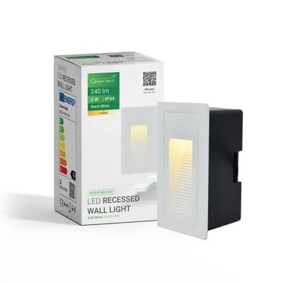 LED ugradna zidna svjetiljka Green Tech 3W, 3000K IP44, bijela