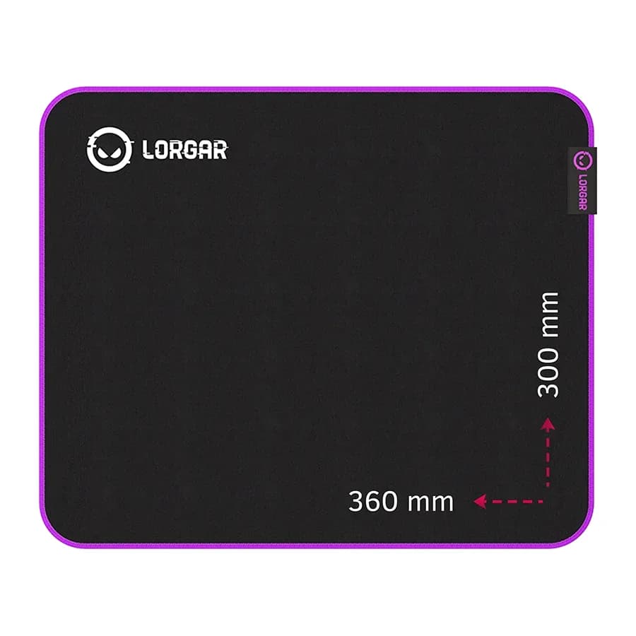 Lorgar Main 313, Gaming mouse pad, High-speed surface, Purple anti-slip rubber base, size: 360mm x 300mm x 3mm