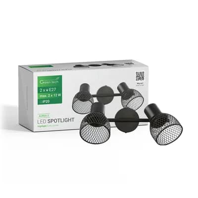 LED spot svjetiljka Green Tech, E27 X 2 kom, crna boja