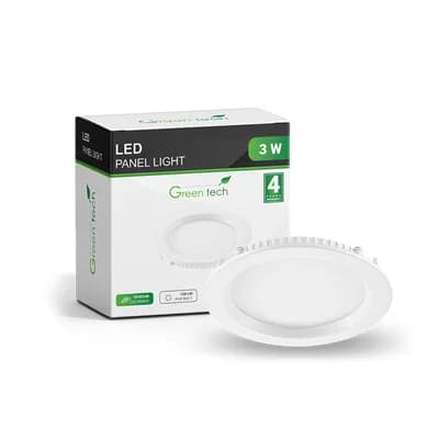 LED panel Green Tech 3W, 3000K, ugradni, okrugli