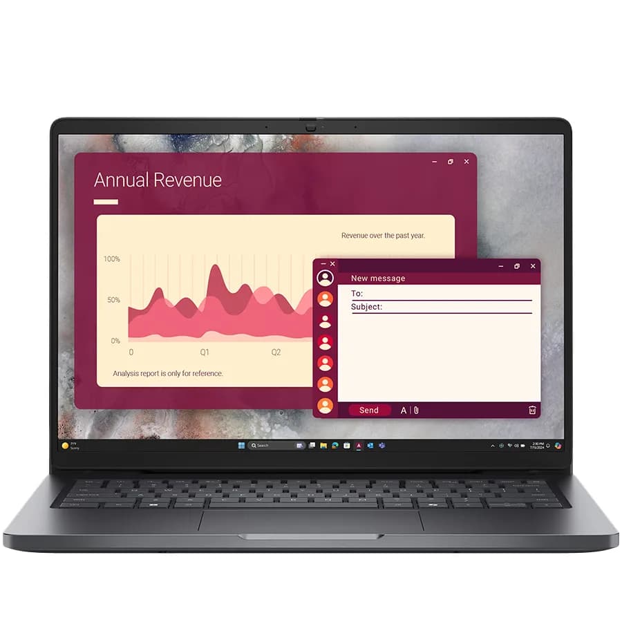 DELL Pro 14 (PC14250), 14" FHD+ (1920 x 1200) Non-Touch, Intel Core Ultra 7 265U, 16GB DDR5 (1x16GB), 512GB M.2 SSD, Intel GPU, Wi-Fi 6, BT 5.4, 2x USB 3.2 Gen 1, 1x USB-C 3.2 Gen 2 (DP/PD), 1x USB-C THB 4 (DP/PD), 55Wh, Ubuntu, 3Yr