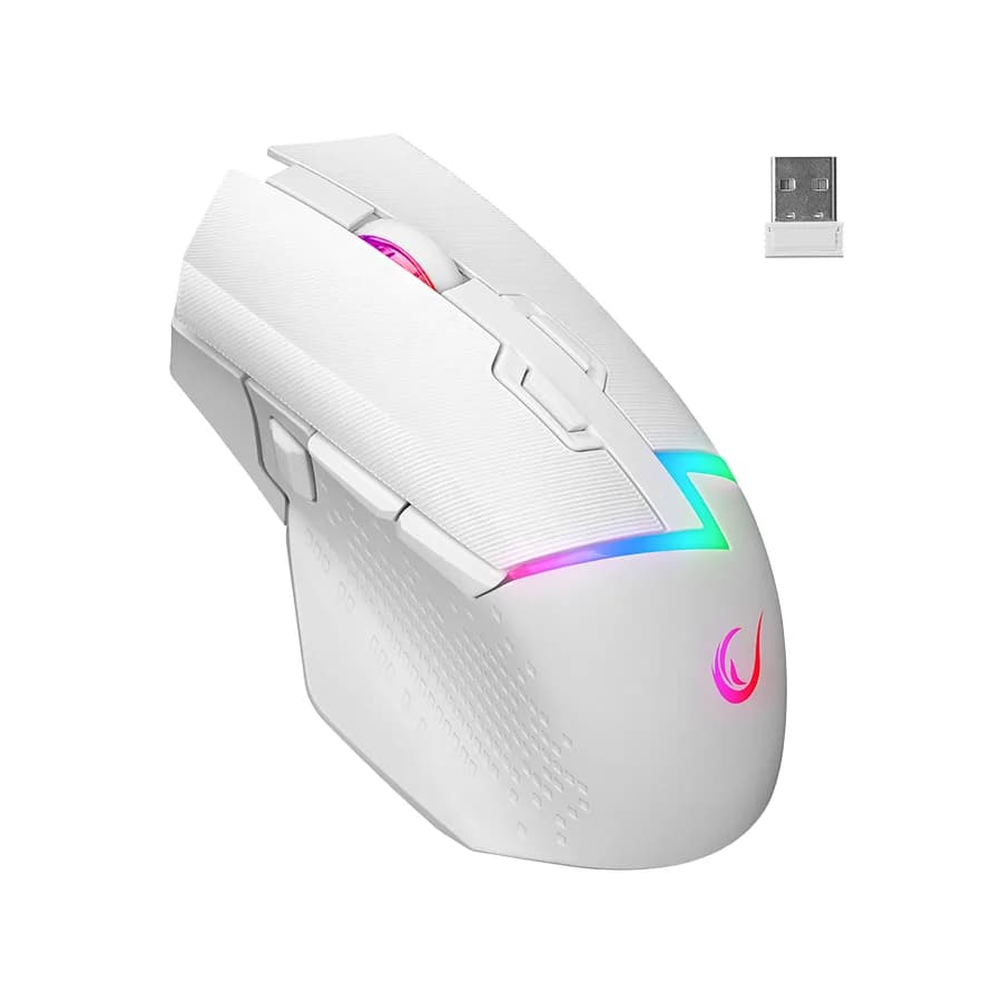 Miš gaming RAMPAGE DROP M3 V2 24000 DPI 3311 Sensor White RGB Rechargeable Wireless 80 Million Huano Switch Gaming Mouse, 42562