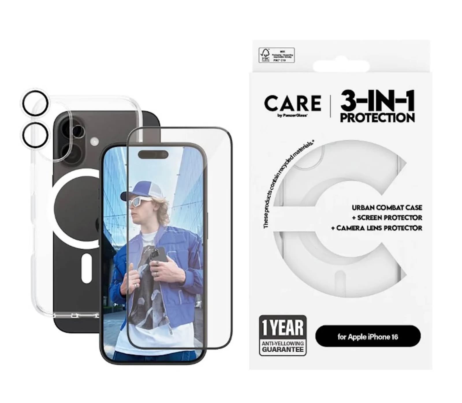 PanzerGlass Bundle Care by PG iPhone 16 MagSafe White
