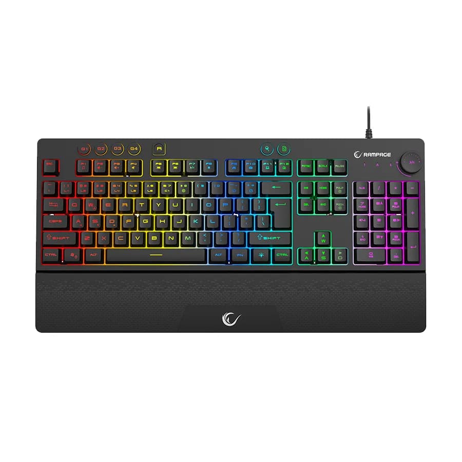 Tastatura gaming RAMPAGE KB-GX65 SIMULA USB RGB illuminated 4 Macro-key English Layout wrist-supported, 42183