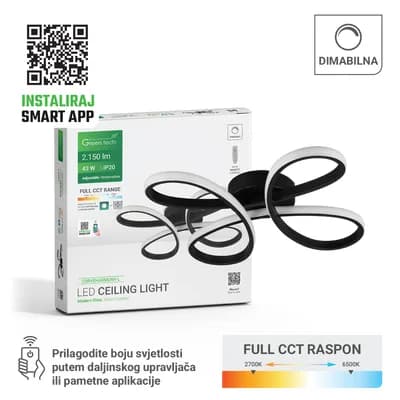 Smart stropna dekorativna svjetiljka Green Tech 43W, 3CCT, dim, APP + daljinski