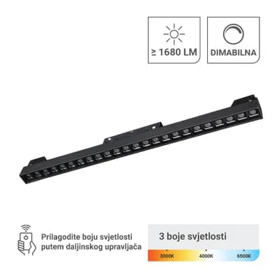 LED magnetna svjetiljka Green Tech 24W, 3CCT, IP20, OSRAM LED, crna boja