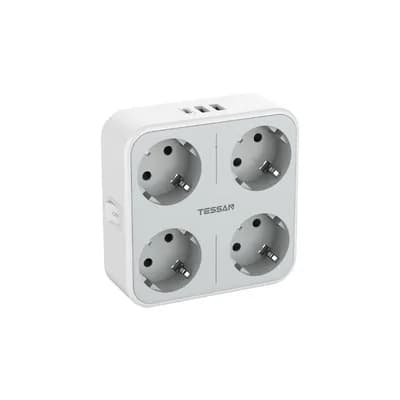 Zidna utičnica Tessan TS-302-DE-C, 4x AC, 2x USB-A, 1x USB-C, 15W