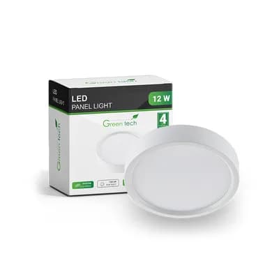 LED panel Green Tech 12W, 3000K, nadgradni, okrugli