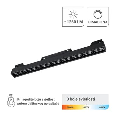 LED magnetna svjetiljka Green Tech 18W, 3CCT, IP20, OSRAM LED, crna boja