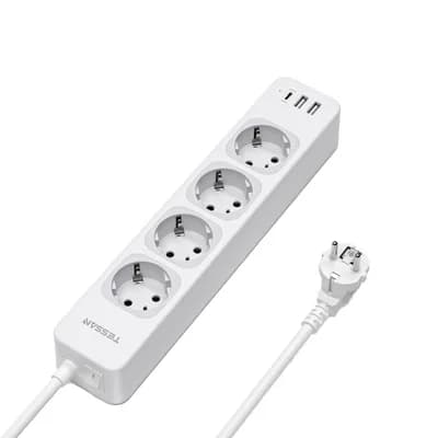 Produžni kabel Tessan TS-307-C, 4x AC, 2x USB-A, 1x USB-C, 2m, 15W