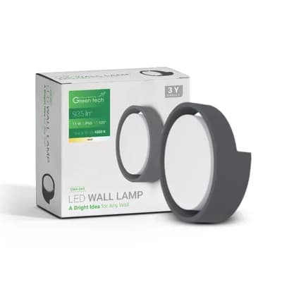 LED zidna svjetiljka Green Tech 11W, 4000K, promjer 17*6,8cm, IP65, crna
