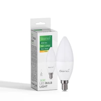 LED žarulja Green Tech 5W, 3000K, E14, C37, IP20, Sanan chip