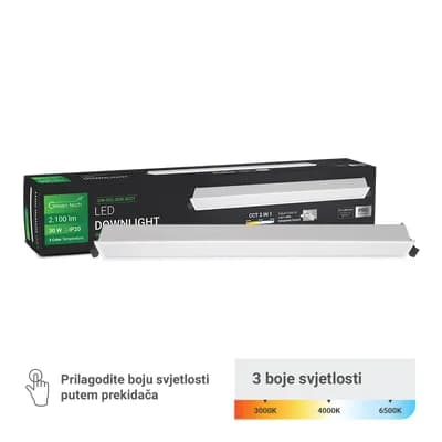 LED downlight Green Tech 30W, 3 CCT, pravokutni