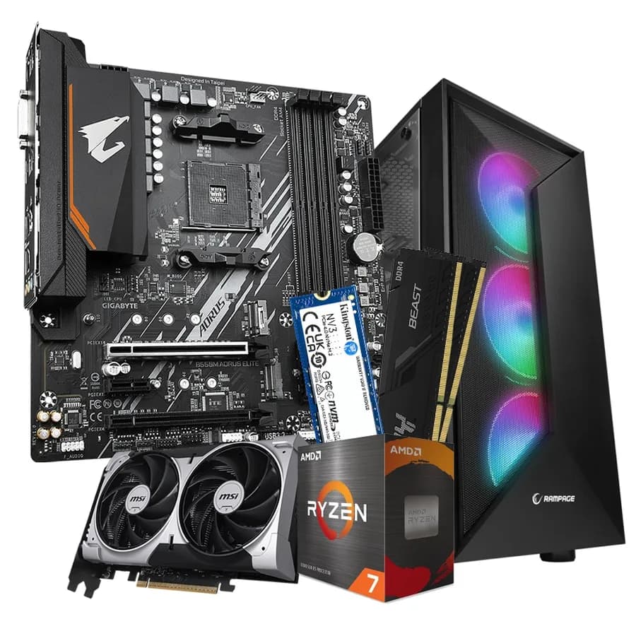GNC GAMER VELOCITY AMD Ryzen 7 5700X, B550M AORUS, RTX 5050 8 GB, FURY DDR4 32GB ,KINGSTON NVMe 1TB, PSU 550W P10, GAMING KUĆIŠTE