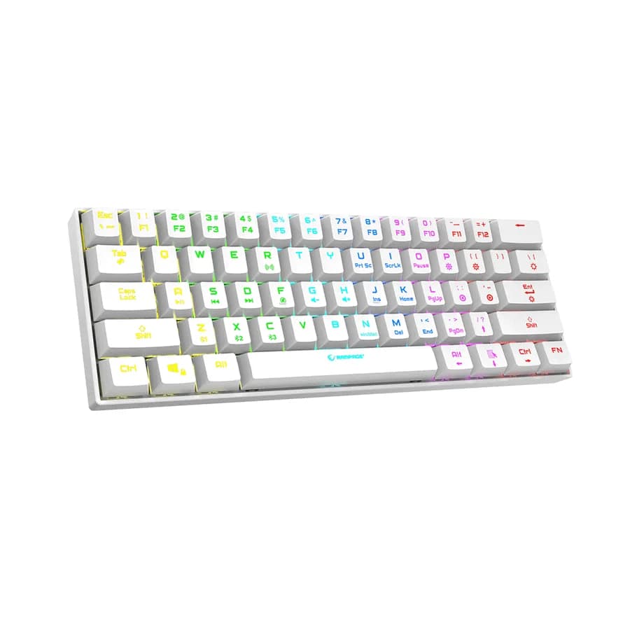 Tastatura gaming RAMPAGE KB-RX63 B-ATOM White Bluetooth RGB Backlight RED SWITCH US Layout 63 Mini, 39912