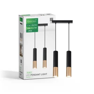 LED visilica Green Tech, GU10 X 2 kom, crna-zlatna boja