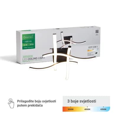 Stropna dekorativna svjetiljka Green Tech 24W, 3CCT