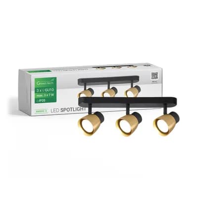 LED spot svjetiljka Green Tech, GU10 X 3 kom, zlatno crna boja