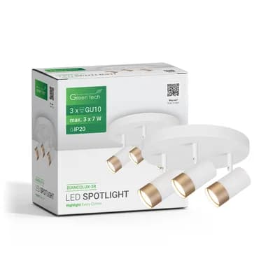 LED spot svjetiljka Green Tech, GU10 X 3 kom, bijelo-zlatna boja