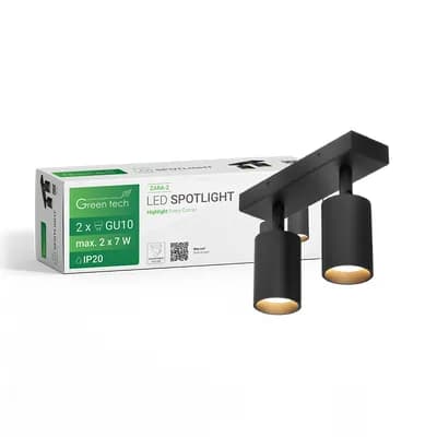 LED spot svjetiljka Green Tech, GU10 X 2 kom, crna boja