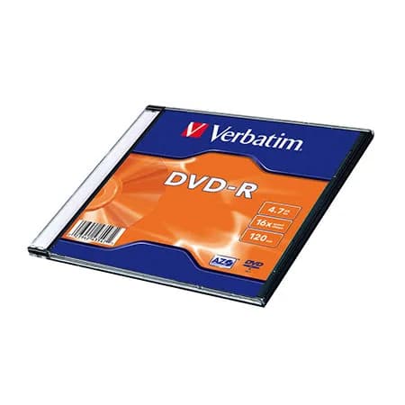 DVD-R, VERBATIM,4,7 GB,16X,MATT SILVER SLIM CASE